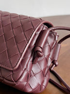 BV Notturno Flap Bag Burgundy Intrecciato Leather