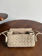 BV Notturno Flap Bag Cream Intrecciato Leather