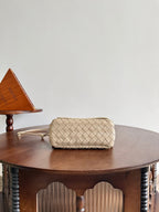 BV Notturno Flap Bag Cream Intrecciato Leather