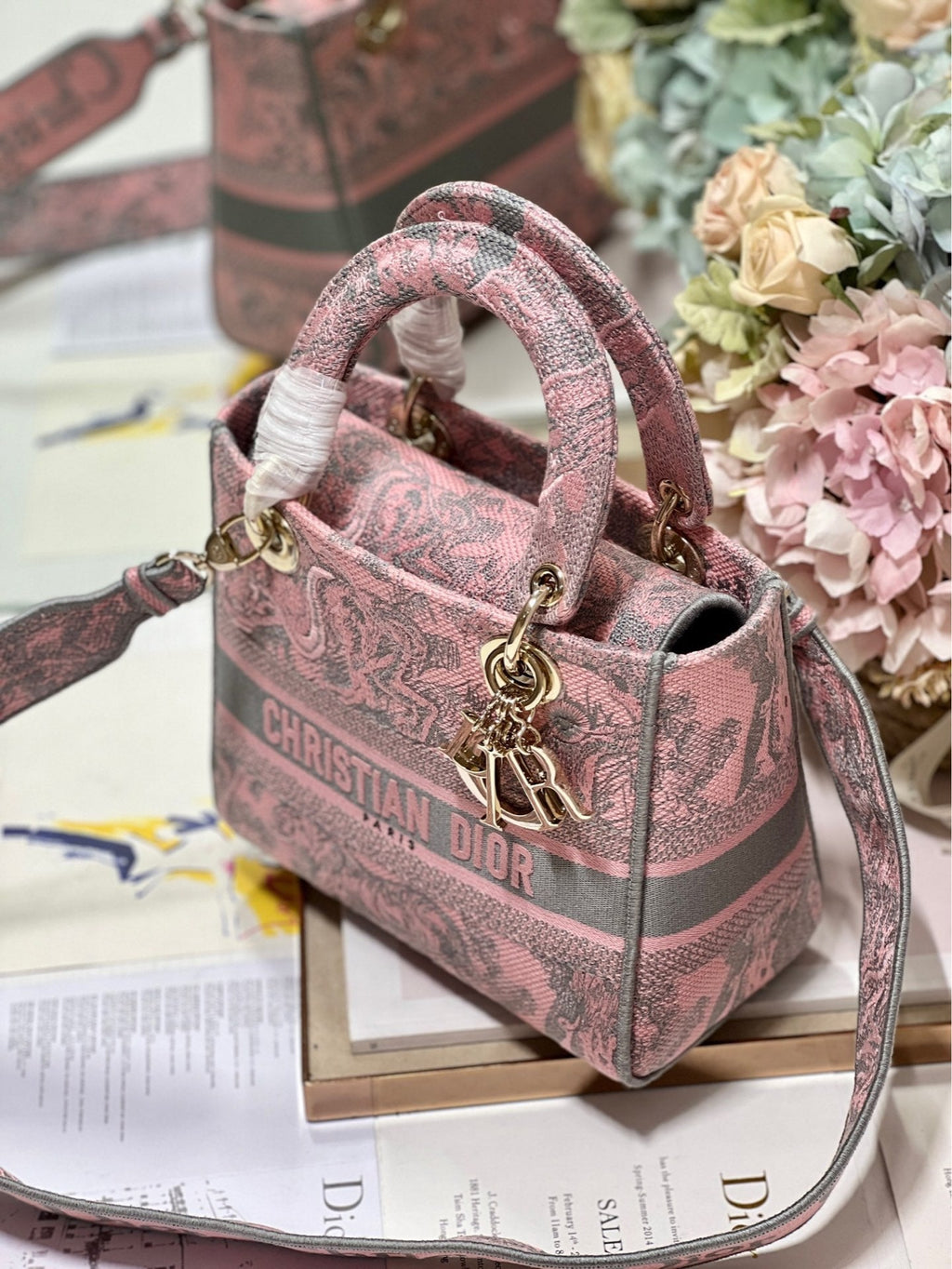 CD Old Foundation Tiger 24 Lady Dior Bag Canvas 336685