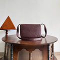BV Veneto Flap Messenger Burgundy Intrecciato Leather