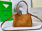 BV Small Parachute 20cm Tan Brown Suede Intrecciato Leather