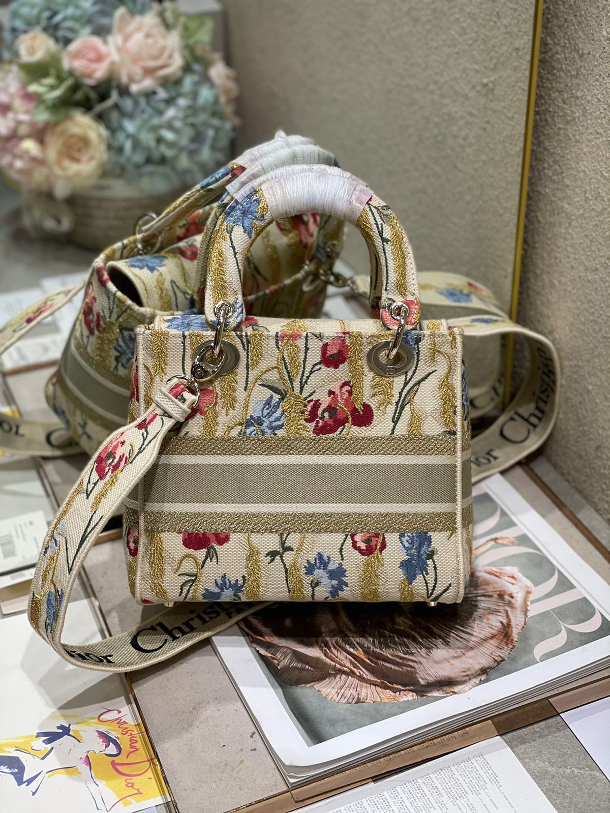 CD Hibiscus 24 Lady Dior Bag Canvas 336706