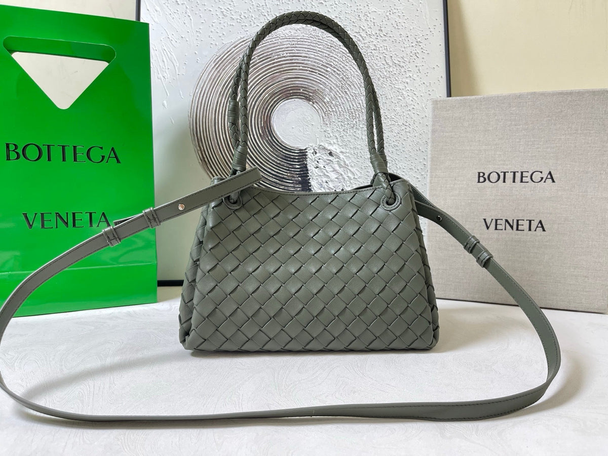 BV Small Parachute 20cm Olive Intrecciato  Leather