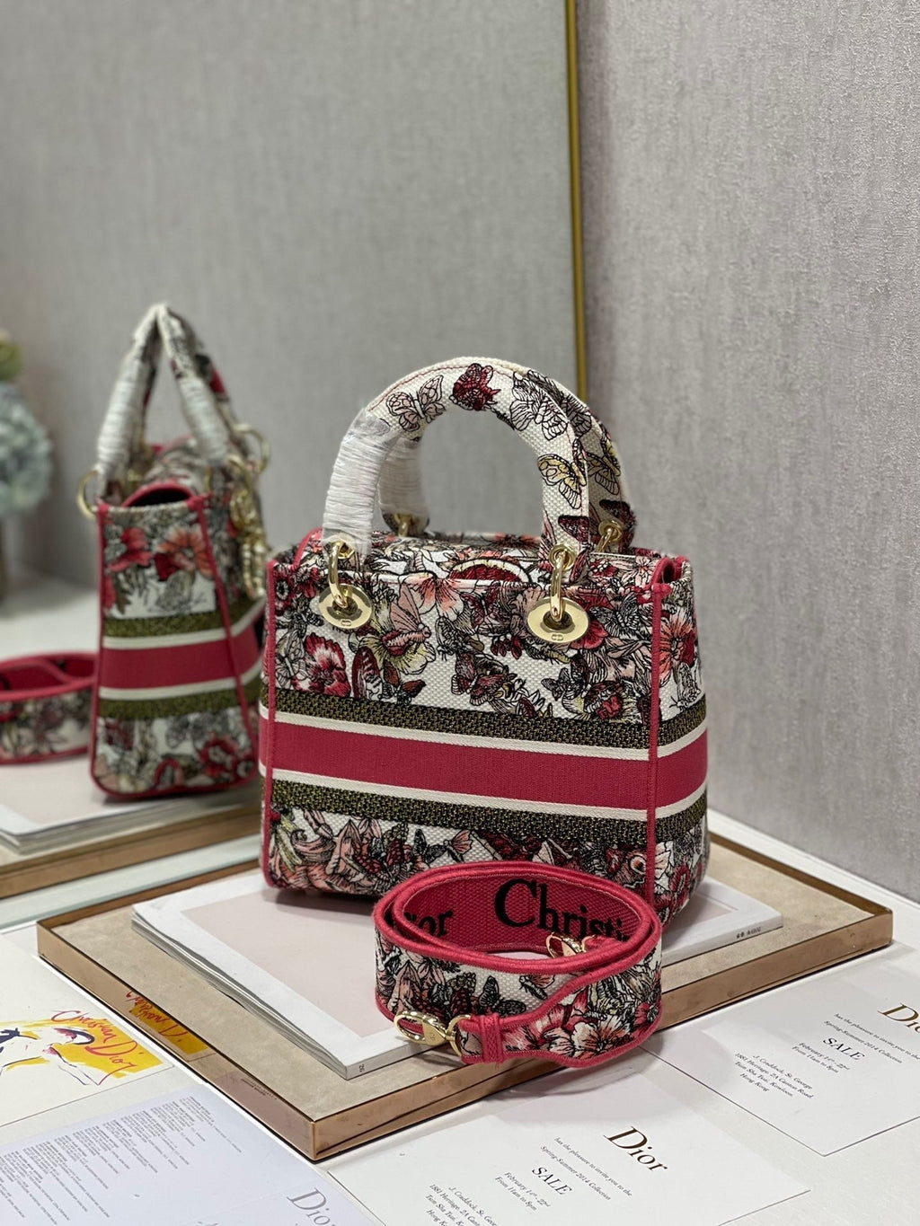 CD Colorful Butterfly 24 Lady Dior Bag Canvas 336709