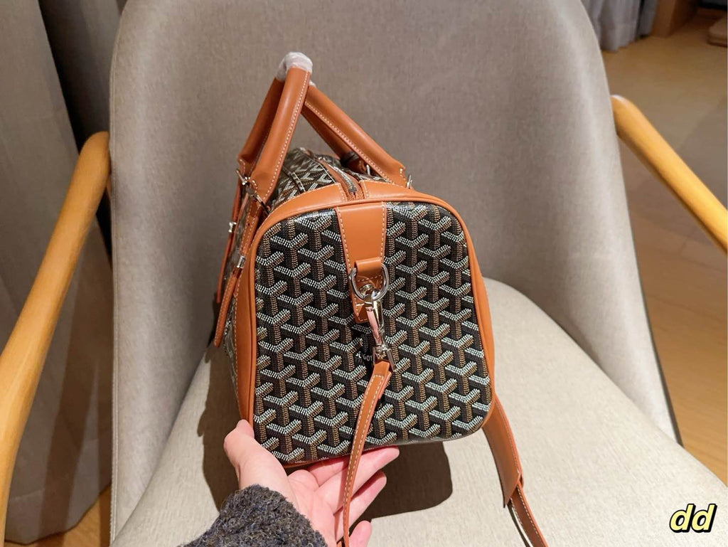 SAC HARDY PM BAG 35 IN BROWN GOYARDINE CANVAS AND TAN CALFSKIN