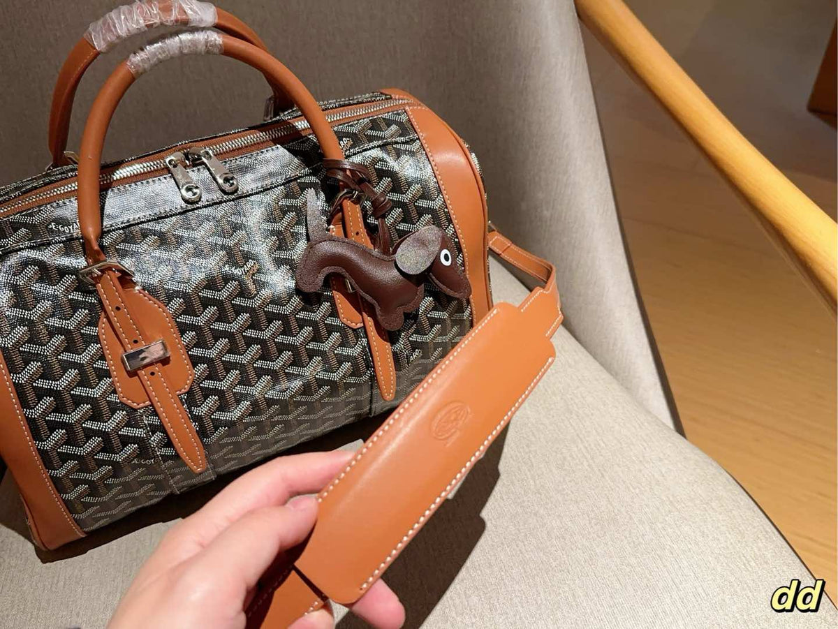 SAC HARDY PM BAG 35 IN BROWN GOYARDINE CANVAS AND TAN CALFSKIN