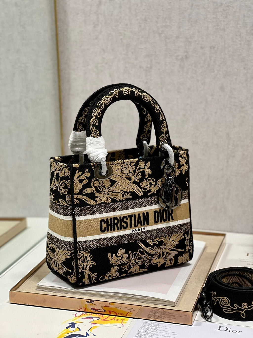CD Black Phoenix 24 Lady Dior Bag Canvas 336712
