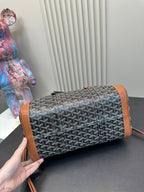 SAC HARDY PM BAG 35 IN BLACK GOYARDINE CANVAS AND TAN CALFSKIN
