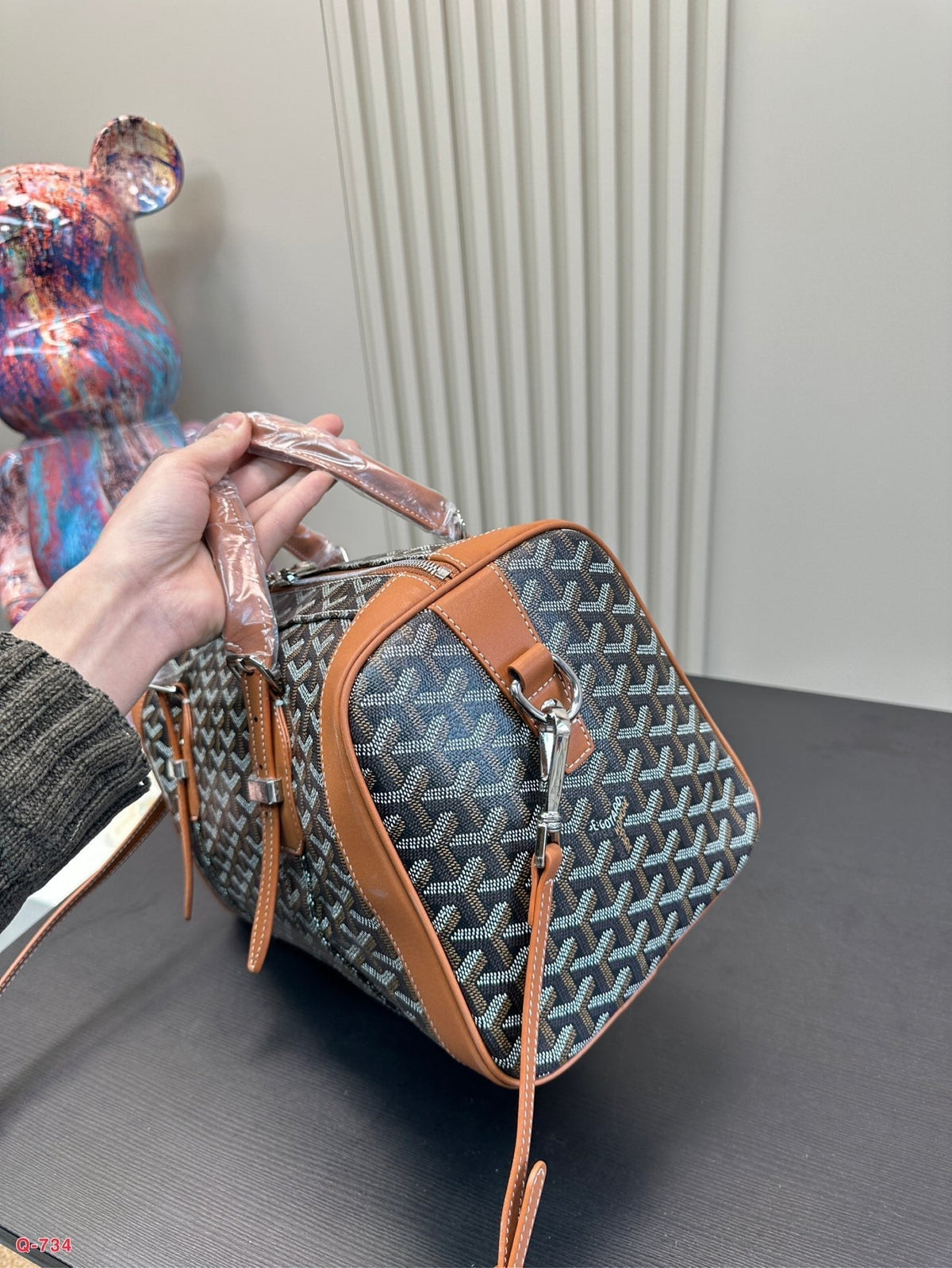 SAC HARDY PM BAG 35 IN BLACK GOYARDINE CANVAS AND TAN CALFSKIN