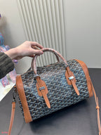 SAC HARDY PM BAG 35 IN BLACK GOYARDINE CANVAS AND TAN CALFSKIN