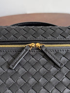 BV Small Soft Vanity Bag Black Intrecciato Leather
