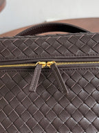 BV Small Soft Vanity Bag Coffee Intrecciato Leather