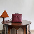 BV Small Soft Vanity Bag Burgundy Intrecciato Leather