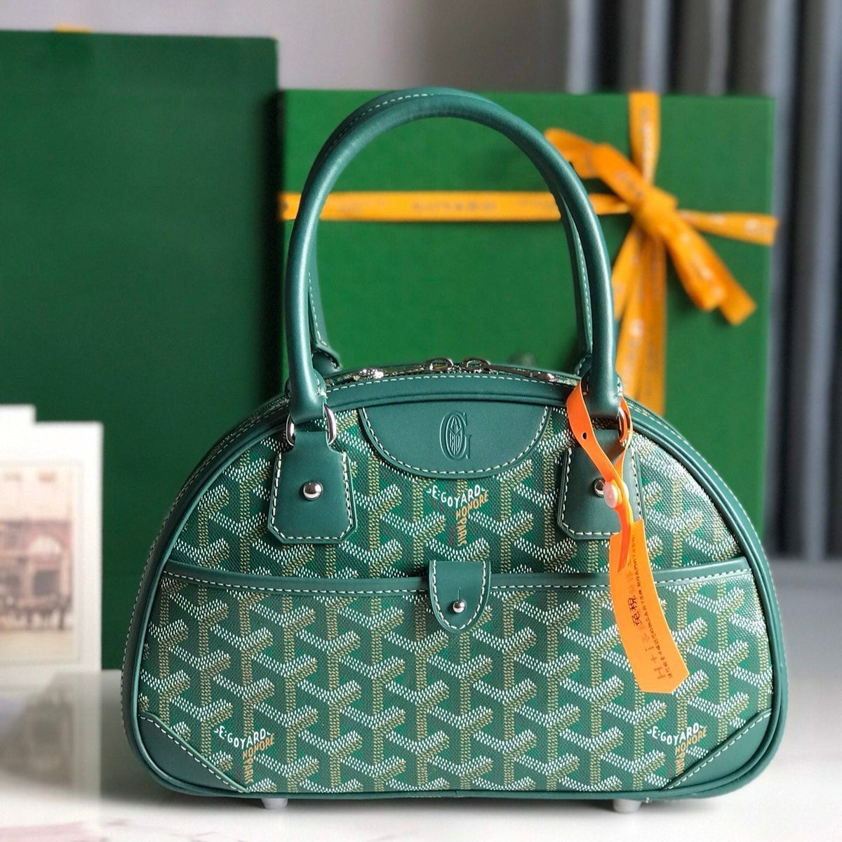 SAINT JEANNE MINI BAG 26 IN GREEN GOYARDINE CANVAS AND CALFSKIN
