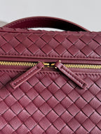 BV Small Soft Vanity Bag Burgundy Intrecciato Leather