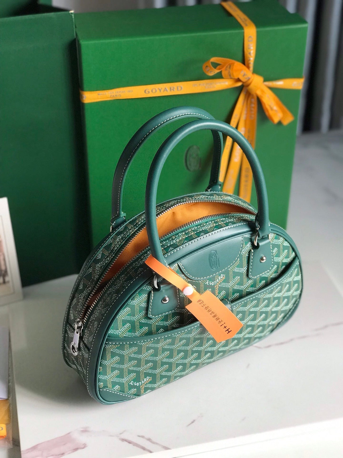 SAINT JEANNE MINI BAG 26 IN GREEN GOYARDINE CANVAS AND CALFSKIN