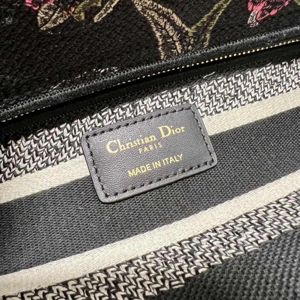 CD Glenflower Black 24 Lady Dior Bag Canvas 336727