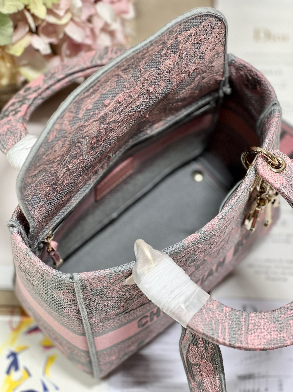 CD New Foundation Tiger 24 Lady Dior Bag Canvas 336733