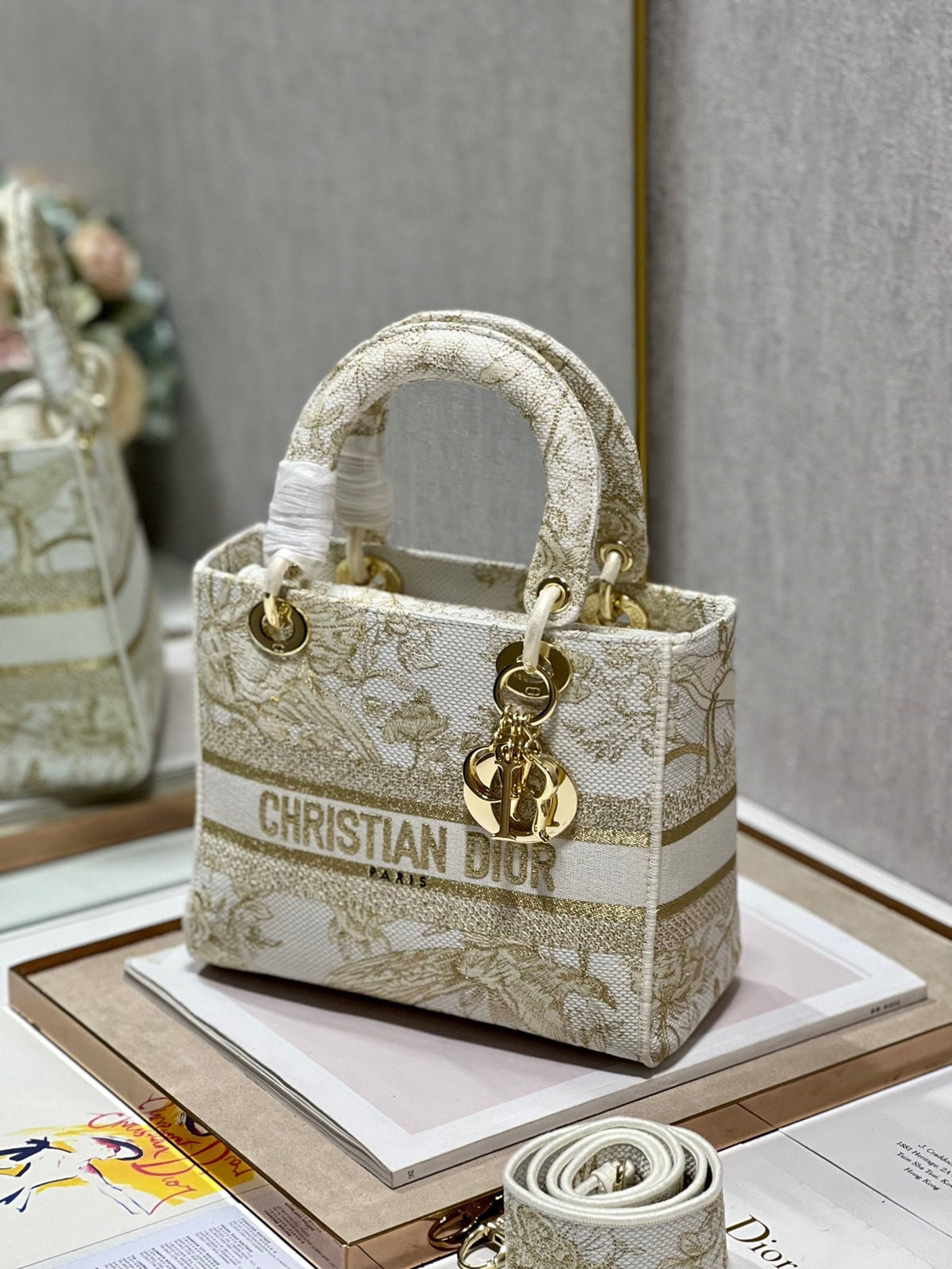 CD Golden Magpie 24 Lady Dior Bag Canvas 336736