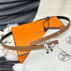HM ROULIS SILVER BUCKLE & REVERSIBLE TAN BROWN LEATHER STRAP 13MM