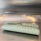 BV Long Clutch Andiamo With Handle 31cm Light Green Calfskin Ghw
