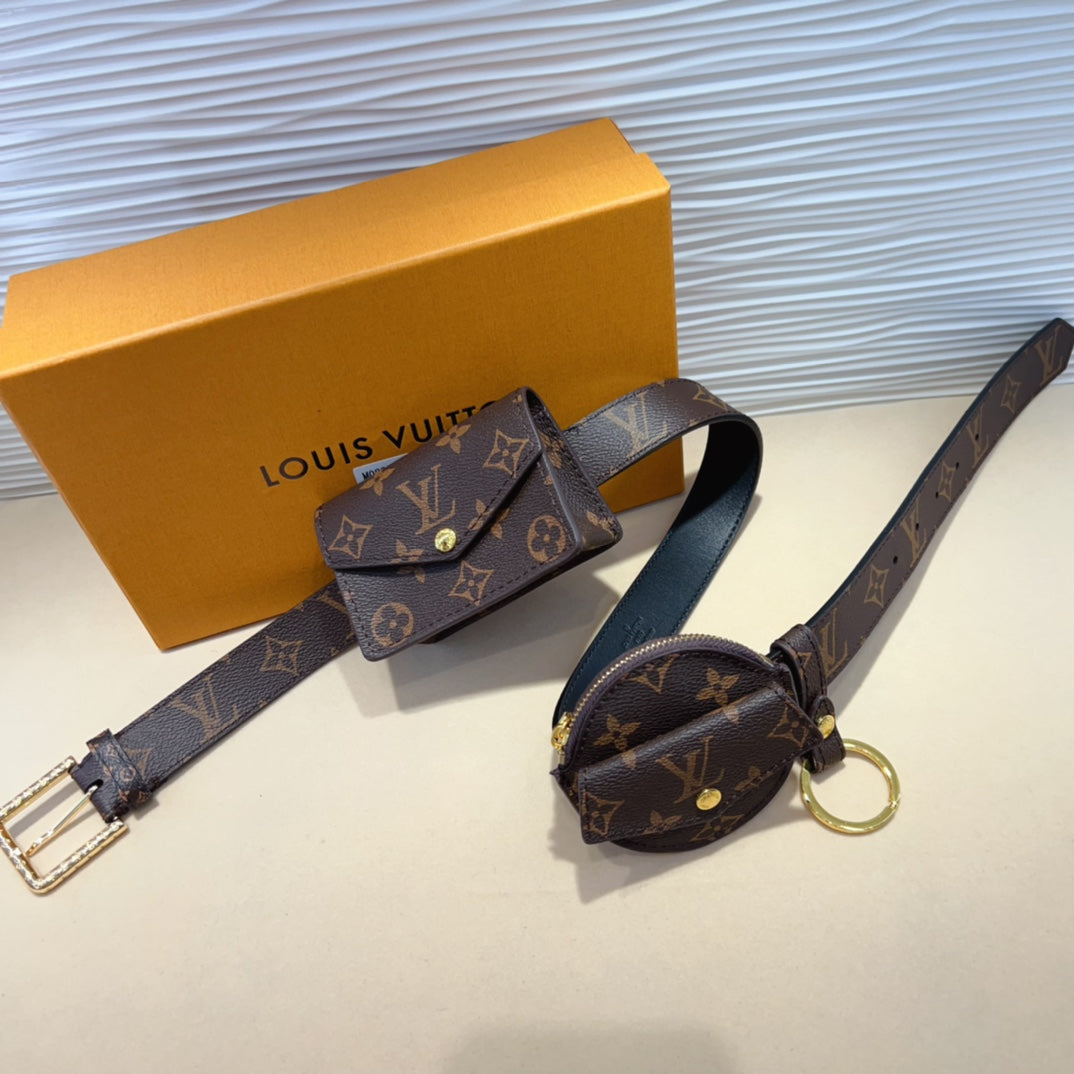 LV Daily Multi Pocket 30mm Belt Bag Brown Leather