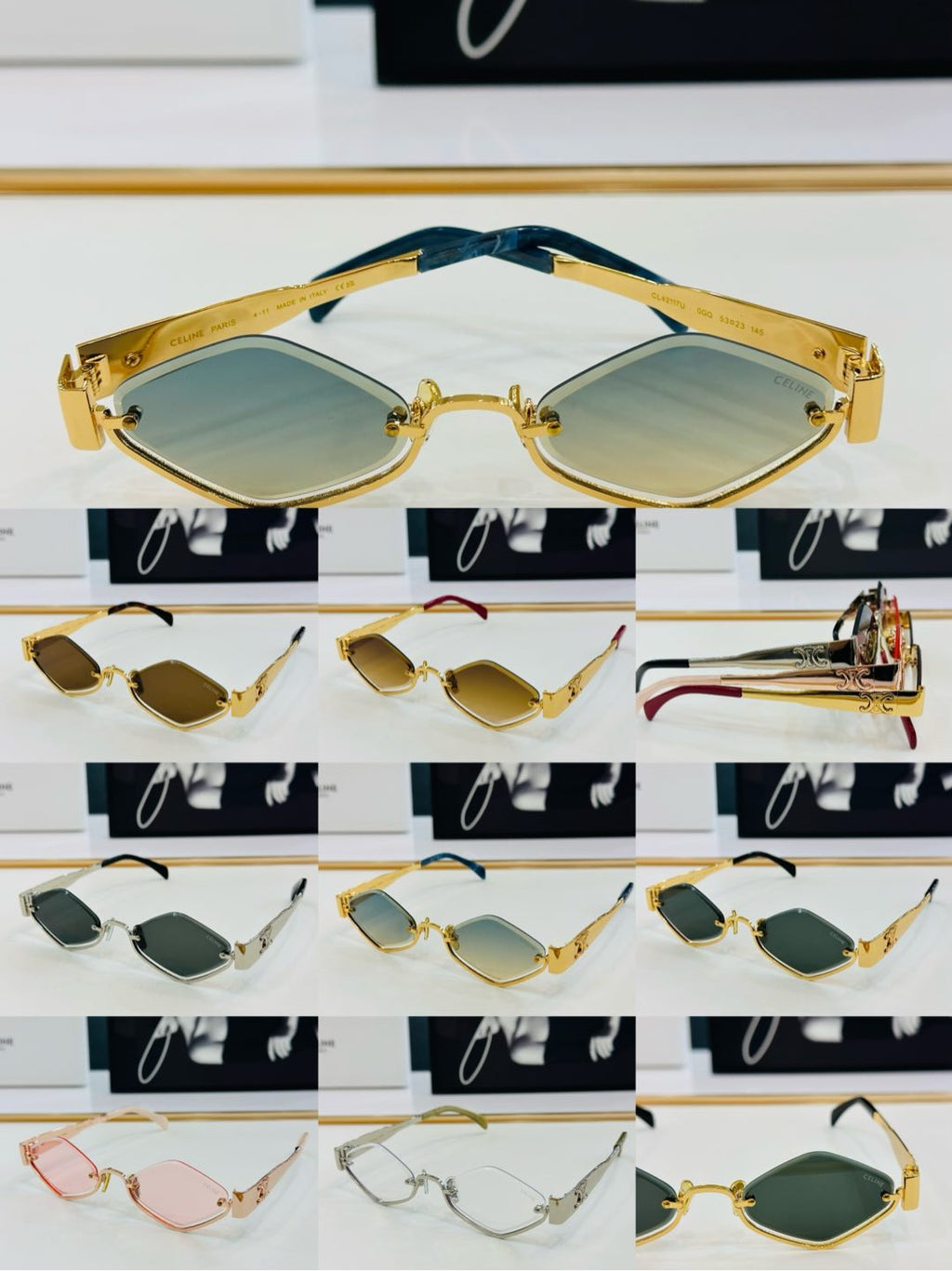 TRIOMPHE SEMI-RIMLESS SUNGLASS CL42117U IN METAL OCTAGON LENSES