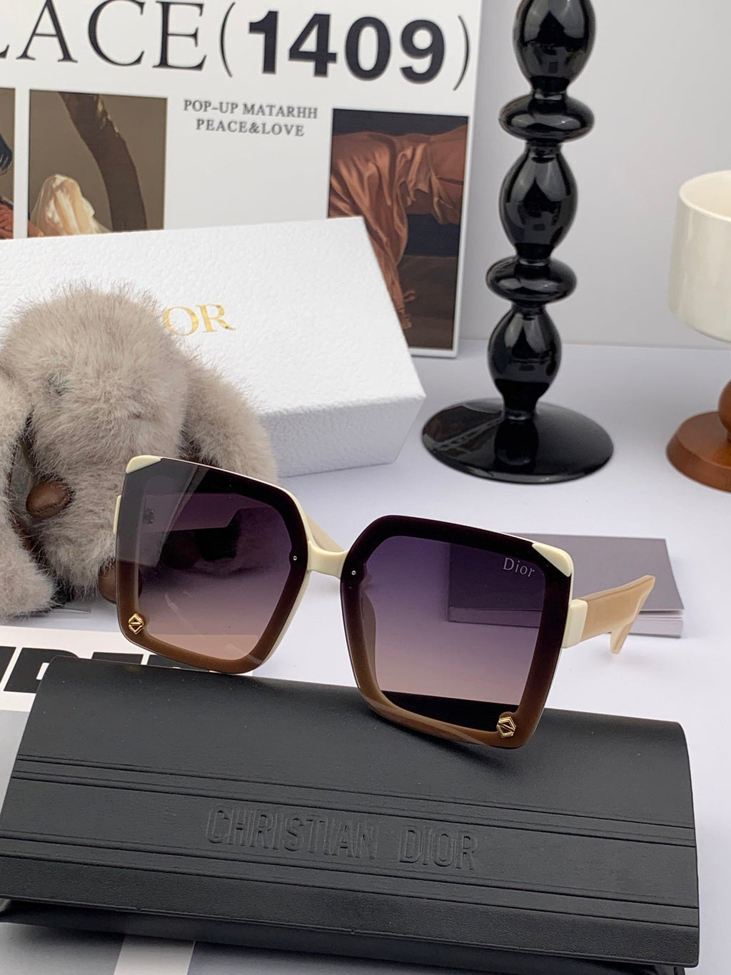 Dior 2025 Gradient Purple mix Cream Sunglasses 559712