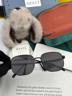 LOW NOSEBRIDGE FIT RECTANGULAR SUNGLASSES G0203 IN METAL
