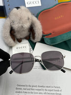 LOW NOSEBRIDGE FIT RECTANGULAR SUNGLASSES G0203 IN METAL