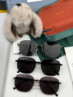 LOW NOSEBRIDGE FIT RECTANGULAR SUNGLASSES G0203 IN METAL