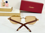 C DE RIMLESS GEOMETRIC FRAME SUNGLASSES 547386 IN METAL AND WOODEN