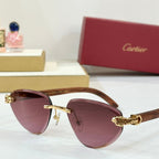 PANTHÈRE RIMLESS TRIANGLE FRAME SUNGLASSES CT0616S IN METAL AND WOODEN