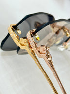 PANTHÈRE RIMLESS RECTANGULAR FRAME SUNGLASSES CT0687S IN METAL