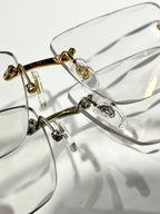 PANTHÈRE PHOTOCHROMIC LENSES RIMLESS SQUARE FRAME SUNGLASSES 580911 IN METAL