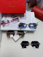 PANTHÈRE RIMLESS GEOMETRIC FRAME SUNGLASSES 562061 IN METAL