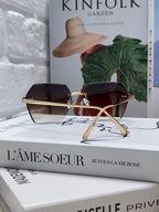 PANTHÈRE RIMLESS GEOMETRIC FRAME SUNGLASSES 562061 IN METAL