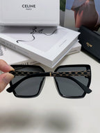 TRIOMPHE SUNGLASS 497831 IN BLACK ACETATE EMBOSSED LOGO