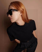 RUNWAY SQUARE SUNGLASSES 513010 IN BLACK ACETATE