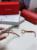 PANTHÈRE RECTANGULAR FRAME SUNGLASSES 555891 IN METAL AND WOODEN