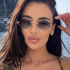 PANTHÈRE RIMLESS RHOMBUS FRAME SUNGLASSES CT0443S IN METAL