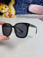GLIMPSE SQUARE SUNGLASSES 554617 IN BLACK ACETATE BLACK LENS