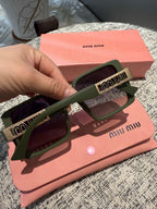 LOGO SQUARE SUNGLASSES 512017 IN GREEN ACETATE