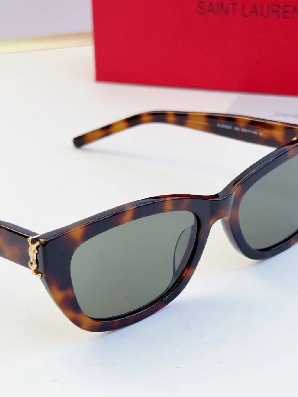 Saint Laurent SL M153 Sunglasses Havana Frame And Green Lenses Acetate